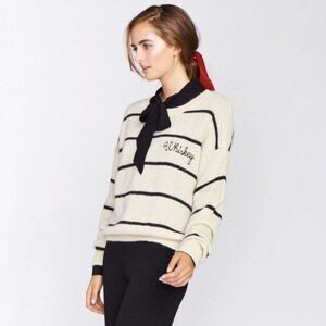 Wildfox cream black stripe alpaca soft knit oversized boxy Whiskey sweater